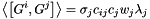 \[ \left<\left[G^i,G^j\right]\right> = \sigma_jc_{ij} c_j w_j\lambda_j \]