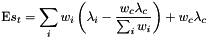 \[ \mbox{E}{s_t} = \sum_i w_i\left(\lambda_i - \frac{w_c\lambda_c}{\sum_iw_i}\right) + w_c\lambda_c \]